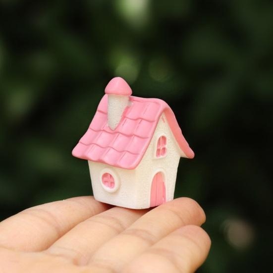 Miniature House Fairy Garden Accessory Tiny Village House Bonsai Terrarium Crafts Mini Resin Figurine for Plant Pot Micro Landscape