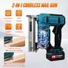 2000W 2-In-1 Cordless Portable Electric Nail Gun Handheld Electric Nailer Stapler Woodworking Repair Machine