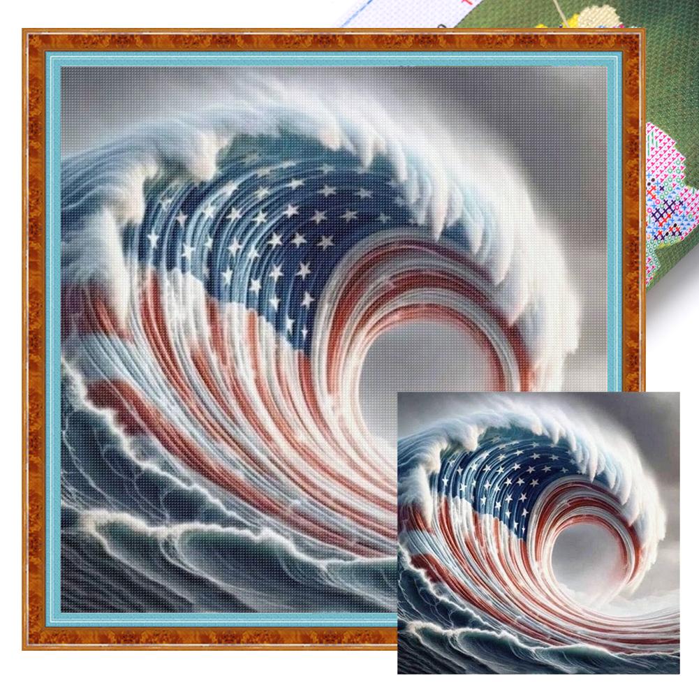 Independence Day Printed Cross Stitch Kit 11CT Embroidery Craft Set Home Decor