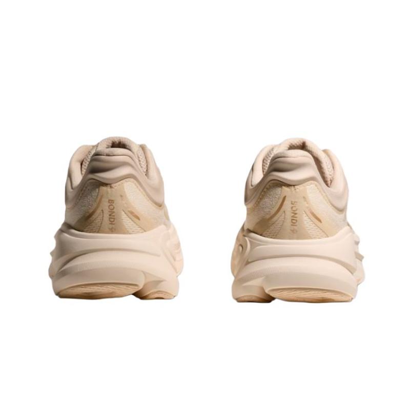 HOKA ONE ONE Bondi 9 Abrasion Resistant Breathable Low Top Running Shoes Women's Beige D Width Sneakers 1162014-VCH