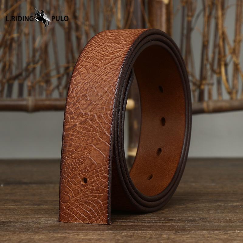 

Мужской кожаный ремень без пряжки с тиснением, верхний слой из чистой коровьей кожи, ремень в стиле ретро-тренд 110cm хаки