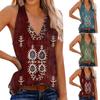 Ladies Sleeveless V Neck Print Tank T-Shirt Summer Tops Blouses For Women