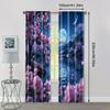 2pc,  Curtains Cherry trees in the moonlight Blackout  Polyester Festive Holiday for Multipurpose Various Event Decoration