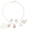 European and American fashion new creative design diamond-studded round pearl earrings, ring, necklace set accessories for women