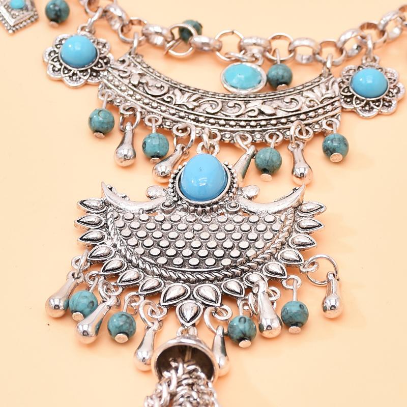 Vintage Long Tassel Women Necklace Bohemian Ethnic Bell Pendant Statement Chains Choker Gypsy Female Accessories