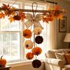 Artificial Velvet Foam Fabric Pumpkin Wall Hanging with Hook, Autumn Home Farmhouse Harvest Thanksgiving Window and Door Decor
