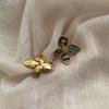 Natural Color Shell Blue Flower Stud Earrings French Retro Niche Design Earrings Elegant Temperament Light Luxury Earrings Women