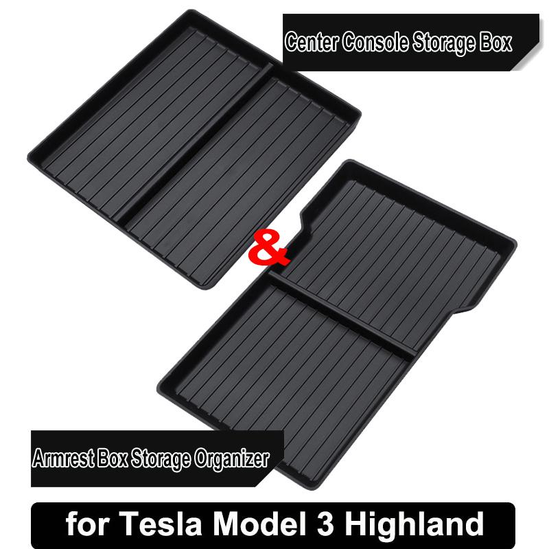 For Tesla Model Y Yl Juniper Center Console Storage Tray Armrest Box Organizer Box Tesla Model 3 Highland Accessories