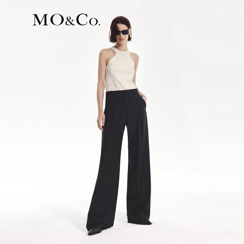 MO&Co. Women's Merino Wool Wide-Leg High-Waist Pants