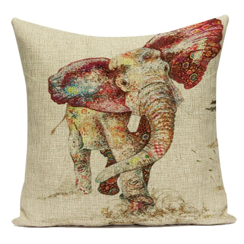 Vintage Style African 3D Animals Elephant Decorative Pillows Case Polyester Sofa Cushion Cover For Living Room Decoration