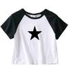 Y2K Star Crop Top Tshirt Summer Fashion Personalised Pentagram Neckline T-Shirt Short