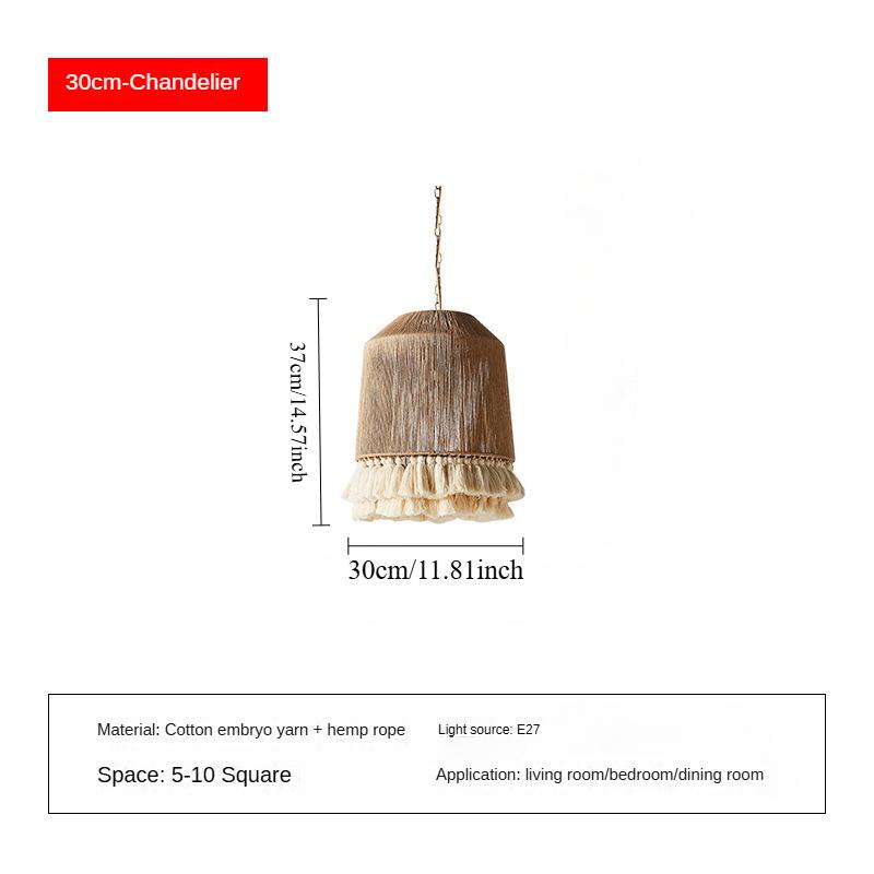 Bohemian Retro Hemp Rope Tassel Bedside Pendant Light Creative Design Hanging Lampshades for Bedroom Balcony Decorative Lighting