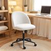 Teddy Fleece Office Chair with Wheels - Cream White