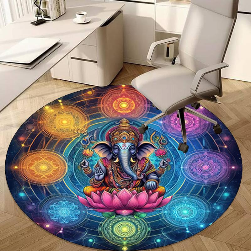 Lotus Meditation Circular Rug Office Decorative Carpet For Living Room Bedroom Door Mat Floor Carpet Computer Chair Area Rug Viking Theme Decor