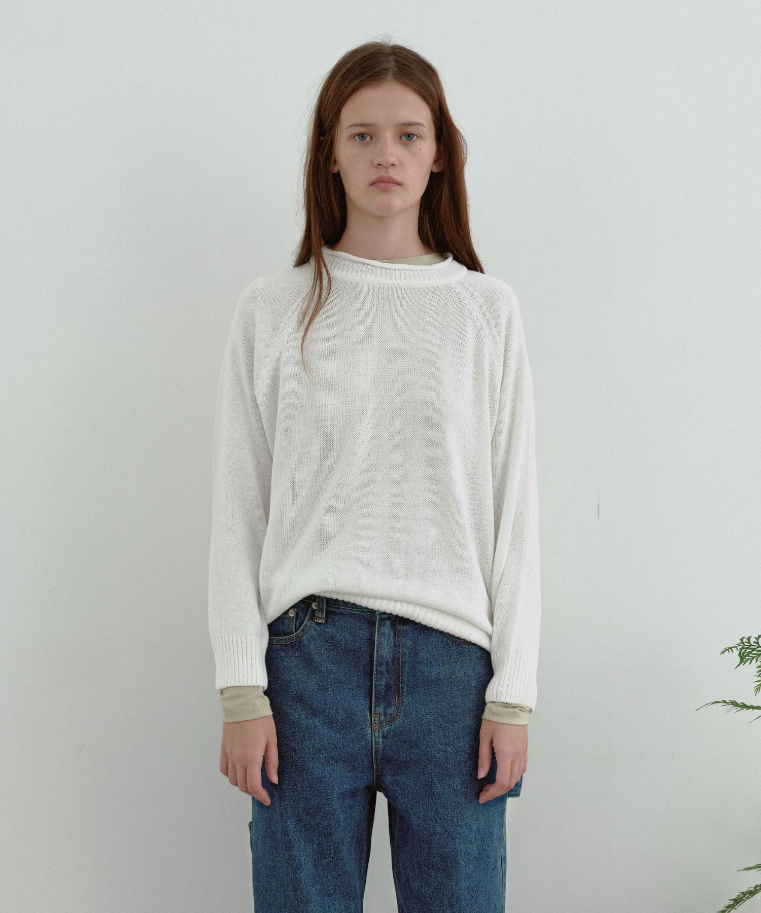 Poser Cotton Crew Neck Knit (Off-White) Off-White
