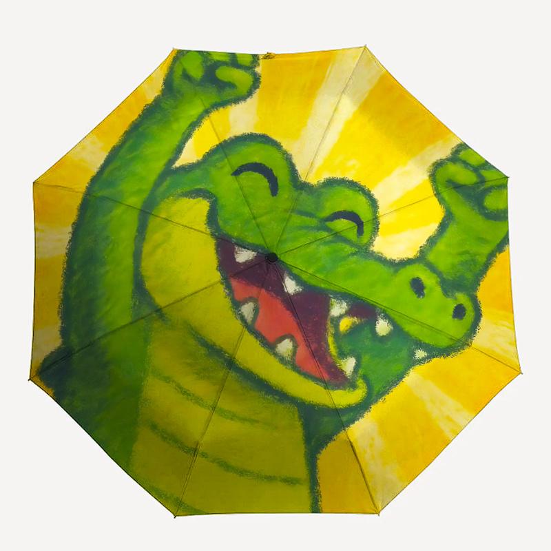 

1pc Alligator Sunburst One Umbrella And a Plastic Handle, Compact And Stylish, with a Vibrant Cartoon Pattern, Perfect for All Seasons, Home, Travel