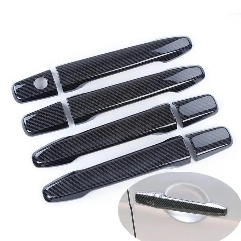 For Mitsubishi Lancer 2008 2009 2010 2011 2012- ABS Carbon Black Car Door Handle Cover Trims Sticker Car Styling Accessories