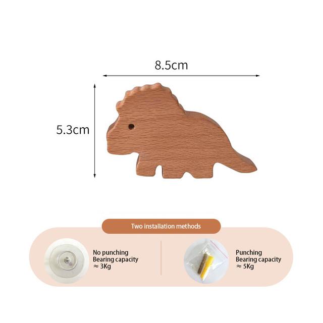 1pcs New Wooden Hook Creative Nordic Cute Animal Hook Wall Hanging Coat Hook Home Decoration Solid Wood Hook Kitchen Accessories
