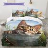 Bengal Cat and Grassland Pattern Bedding Home Decoration Birthday Gift (1 * Duvet Cover + 2 * Pillowcase, Without Core)