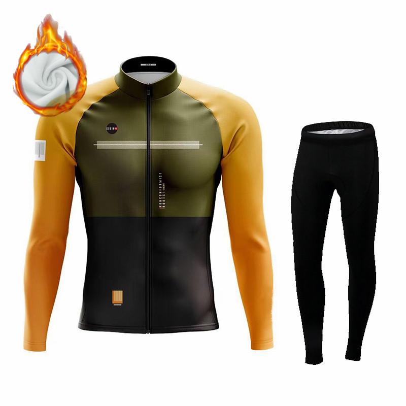 Men's Cycling Long Jackets Thermal Fleece Warm Lightweight Jerseys Camiseta Termica Hombre Invierno Winter Velvet Warm Cycling Clothing Suit Set