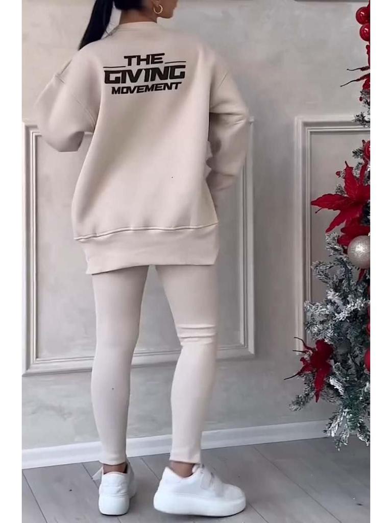 2024 Unregelmäßiges Langarm-Sweatshirt & Leggings Set für Damen