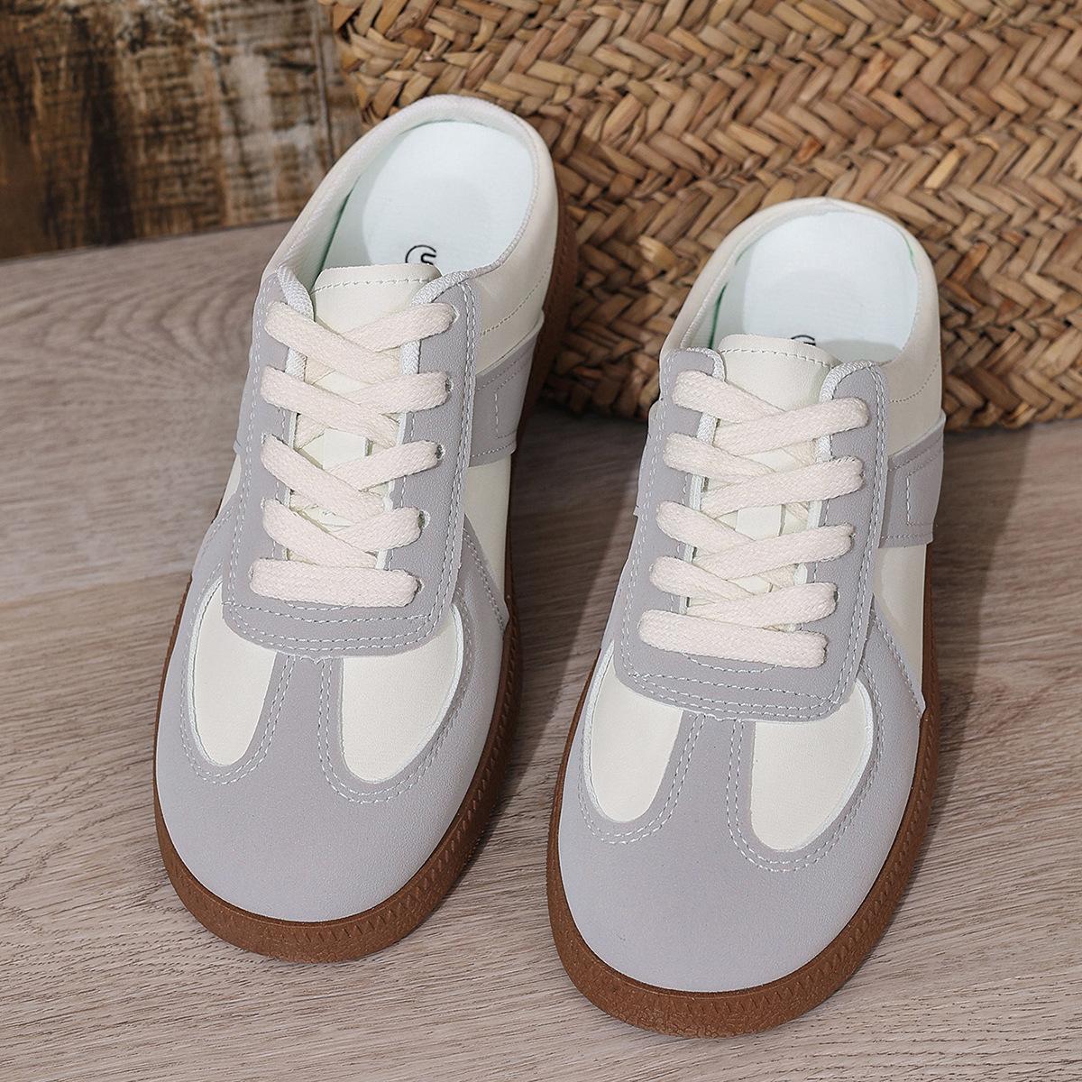 

Корейская версия показывает маленькие ноги, ретро моральные тренировочные туфли 2025 женская верхняя одежда лето новые ленивые тапочки с одной педалью и сумкой на голову прилив 42