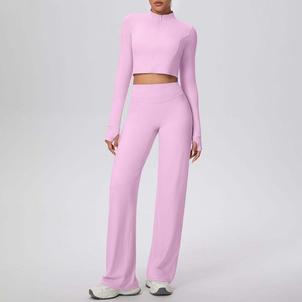 Women's Cross-border Fleece Sports Jacket & Loose Pants Set for Running, Fitness, and Yoga