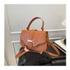Casual Simplicity  Fashion New Texture Solid Color Retro Trend One Shoulder Portable Crossbody Small Square Bag Women