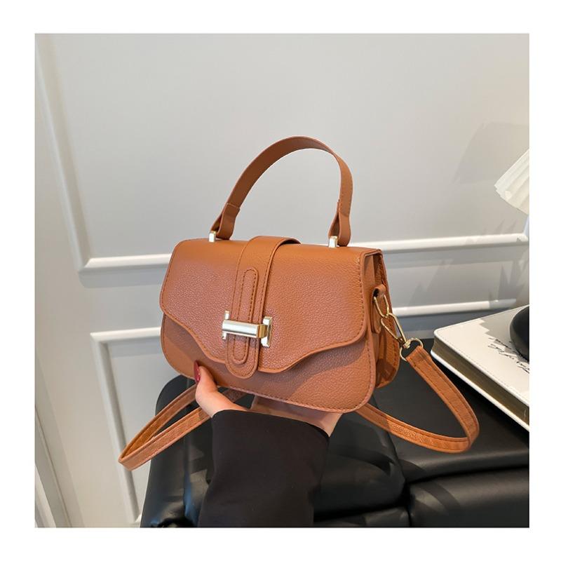 Casual Simplicity Fashion New Texture Solid Color Retro Trend One Shoulder Portable Crossbody Small Square Bag Women
