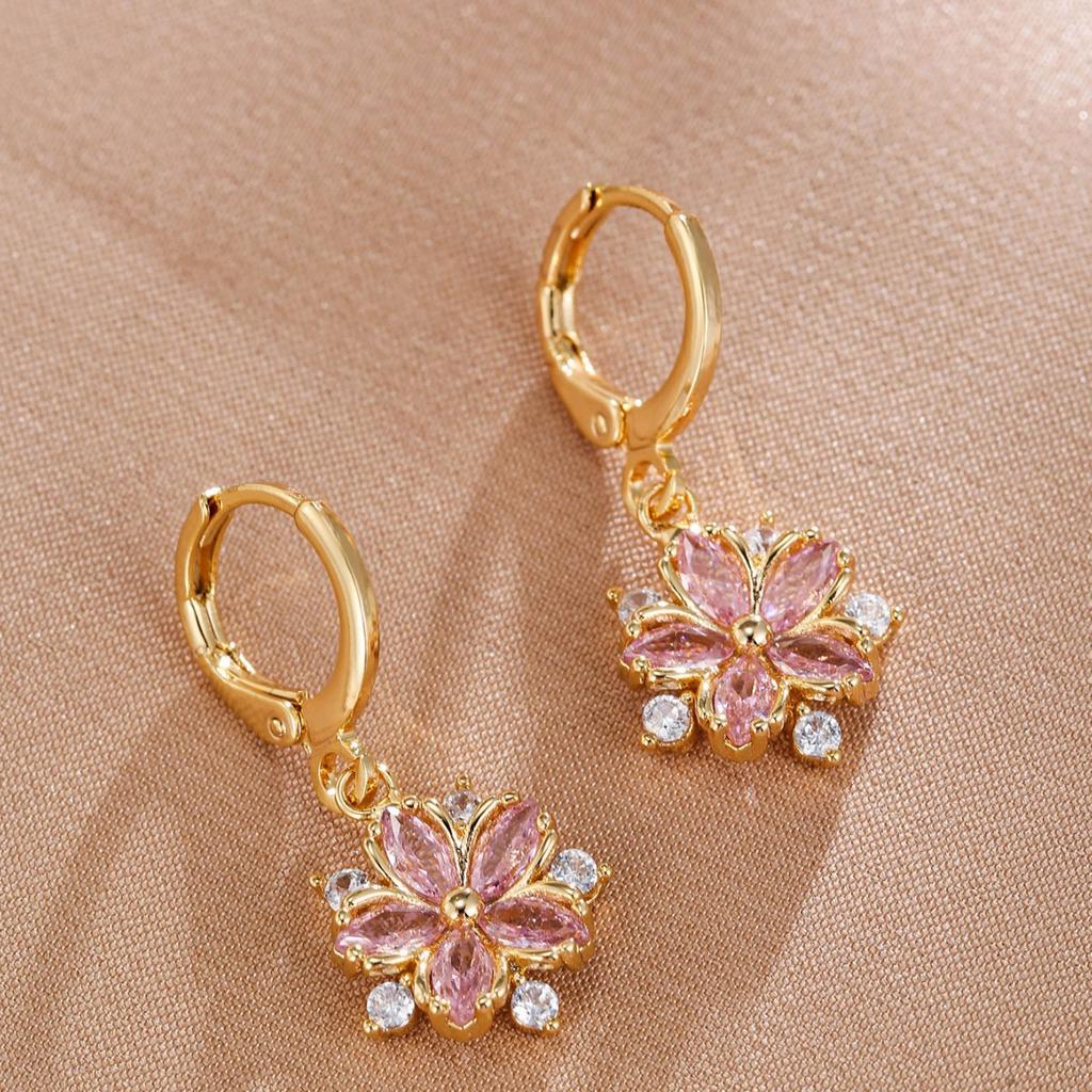Personality Marquise Zircon Petal Earrings For Women Temperament Versatile Exaggerated Ear Drops Fashion Jewelry