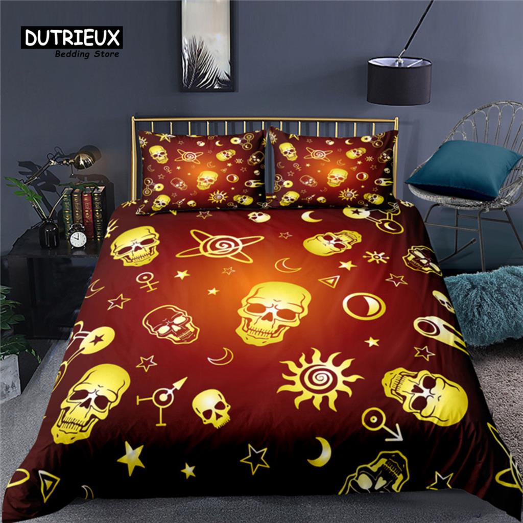 Luxury 3D Skull Print Home Living Comfortable Duvet Cover Pillowcase Kid Bedding Set Queen and King EU/US/AU/UK Size