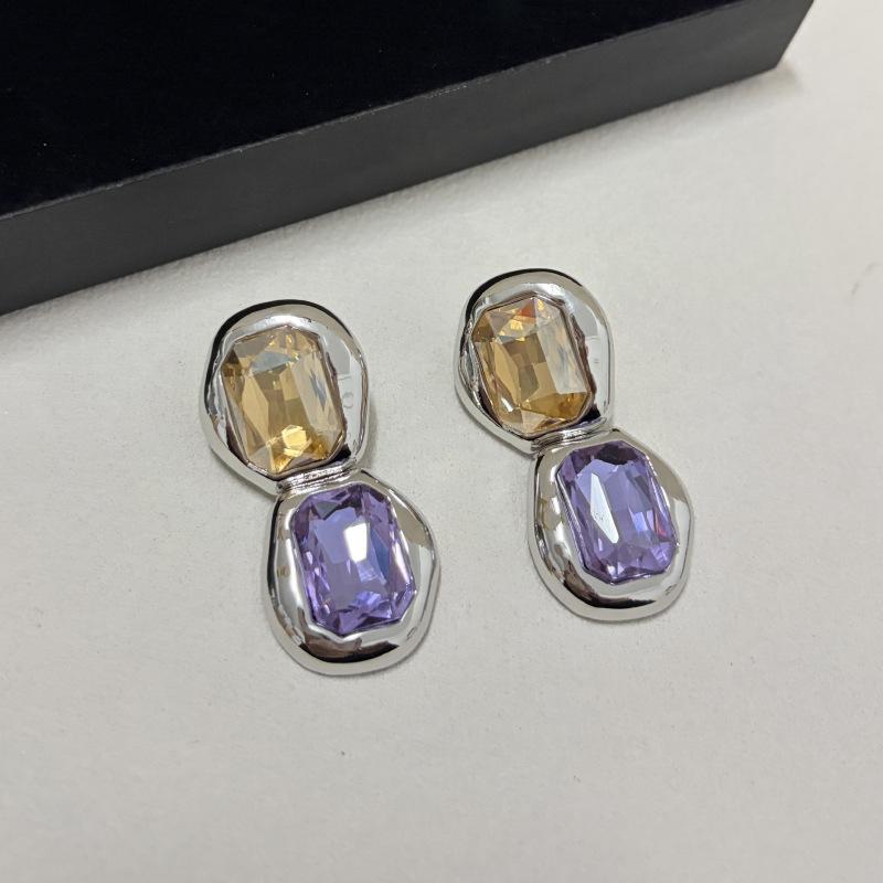 Luxury Elegant Temperament Geometric Colored Glass Earrings for Women