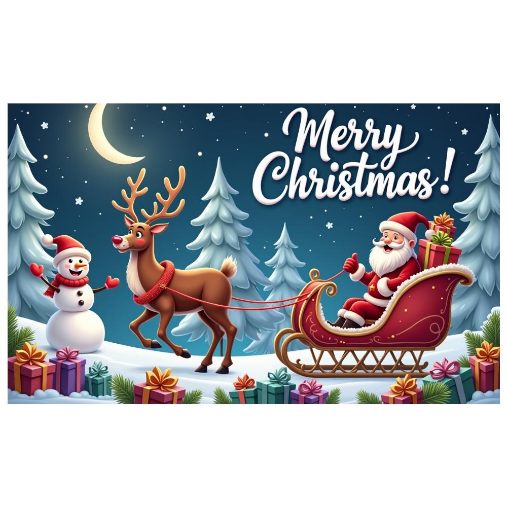 Christmas Decoration Colorful Presents Holiday Banner Santa Claus Banner Santa Sleigh Snowman Banner For Winter Festival Holiday