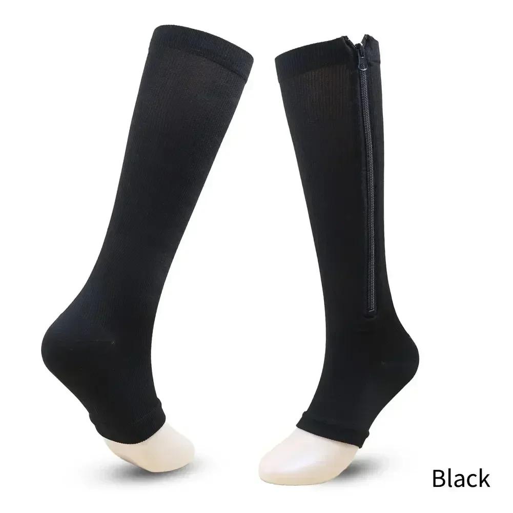 

Medical Compression Stockings Sports Pressure Long Cycling Socks Zipper Pro Leg Support Thick Women Varicose Vein Socks S M