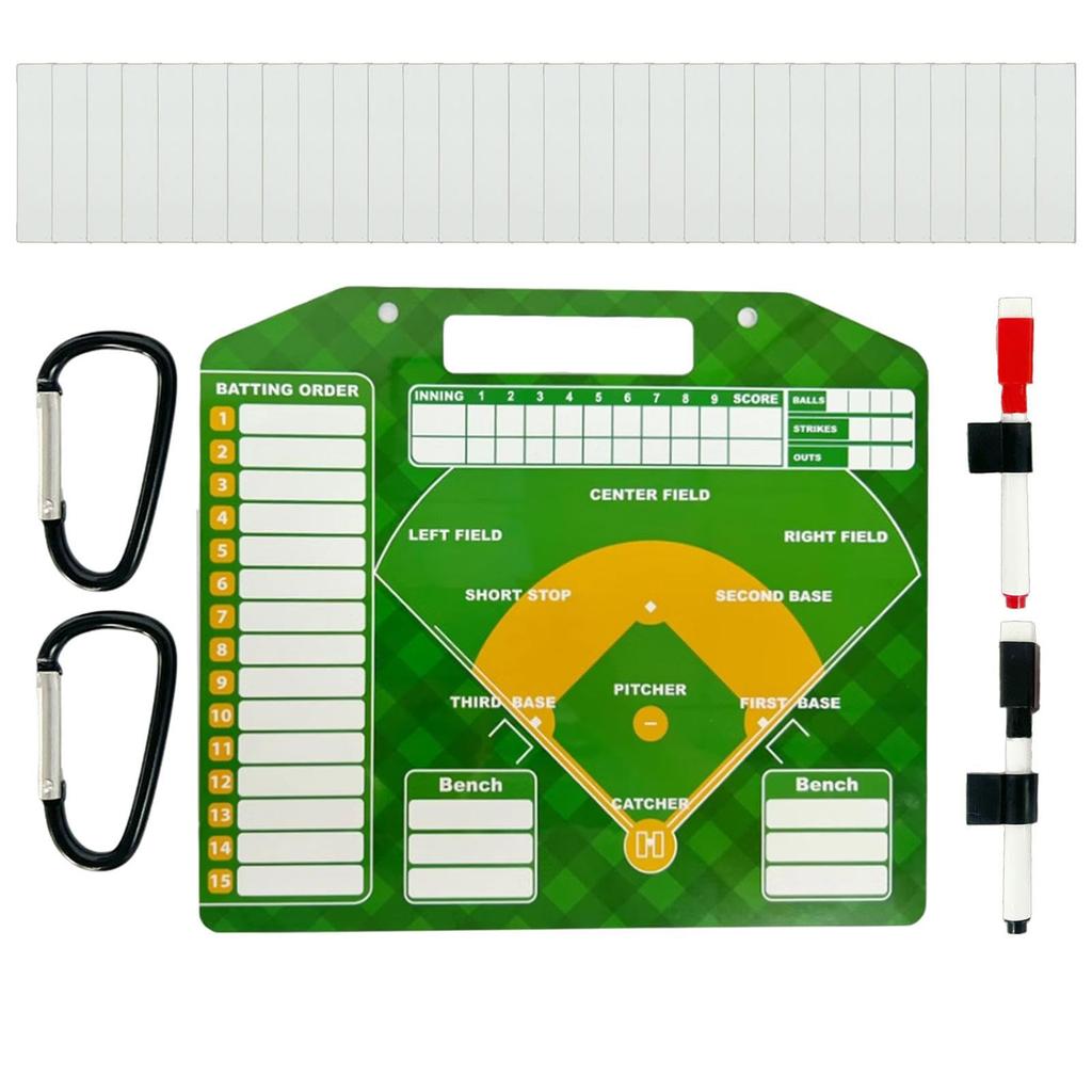 Portable Baseball Coaching Board Baseball Strategy Clipboard Double Sided Baseball Lineups Board Coaching Accessories