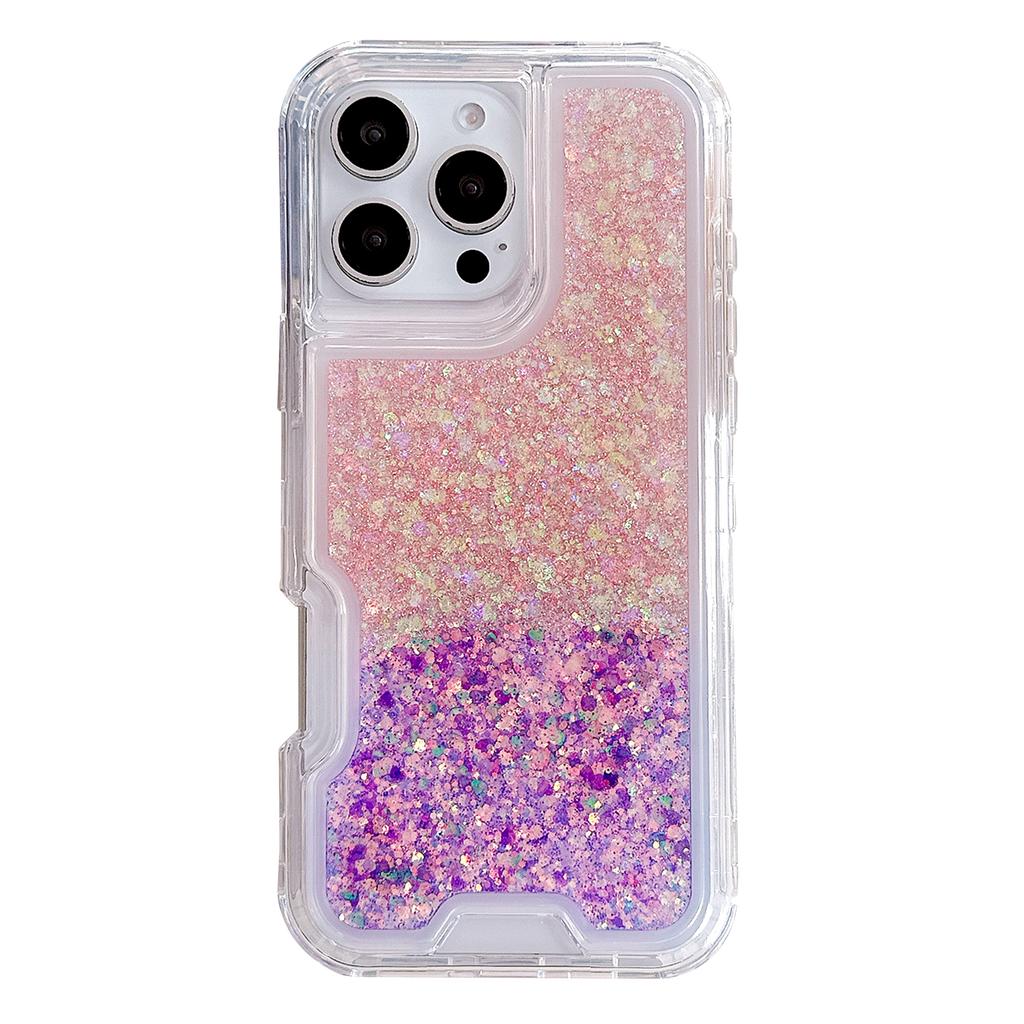 For iPhone 16 Pro Max Case Glitter Epoxy TPU PC Phone Back Cover Detachable 2 in 1