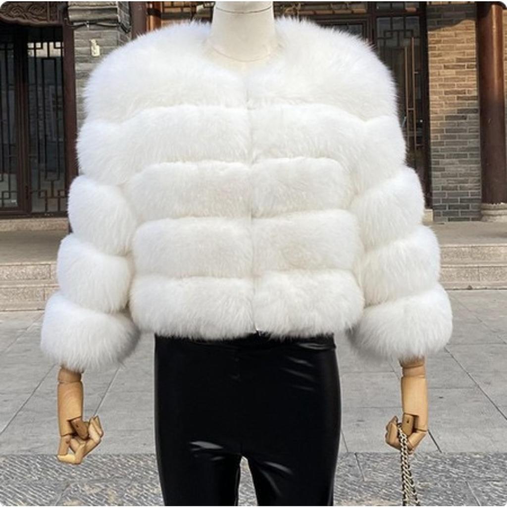 VAYLA Damenmode Kunstpelzmantel Super Heiß Herbst Winter Damen Kurze Kunstfuchs Fell Flauschige Jacke Hohe Qualität Top Damen Pelzmäntel