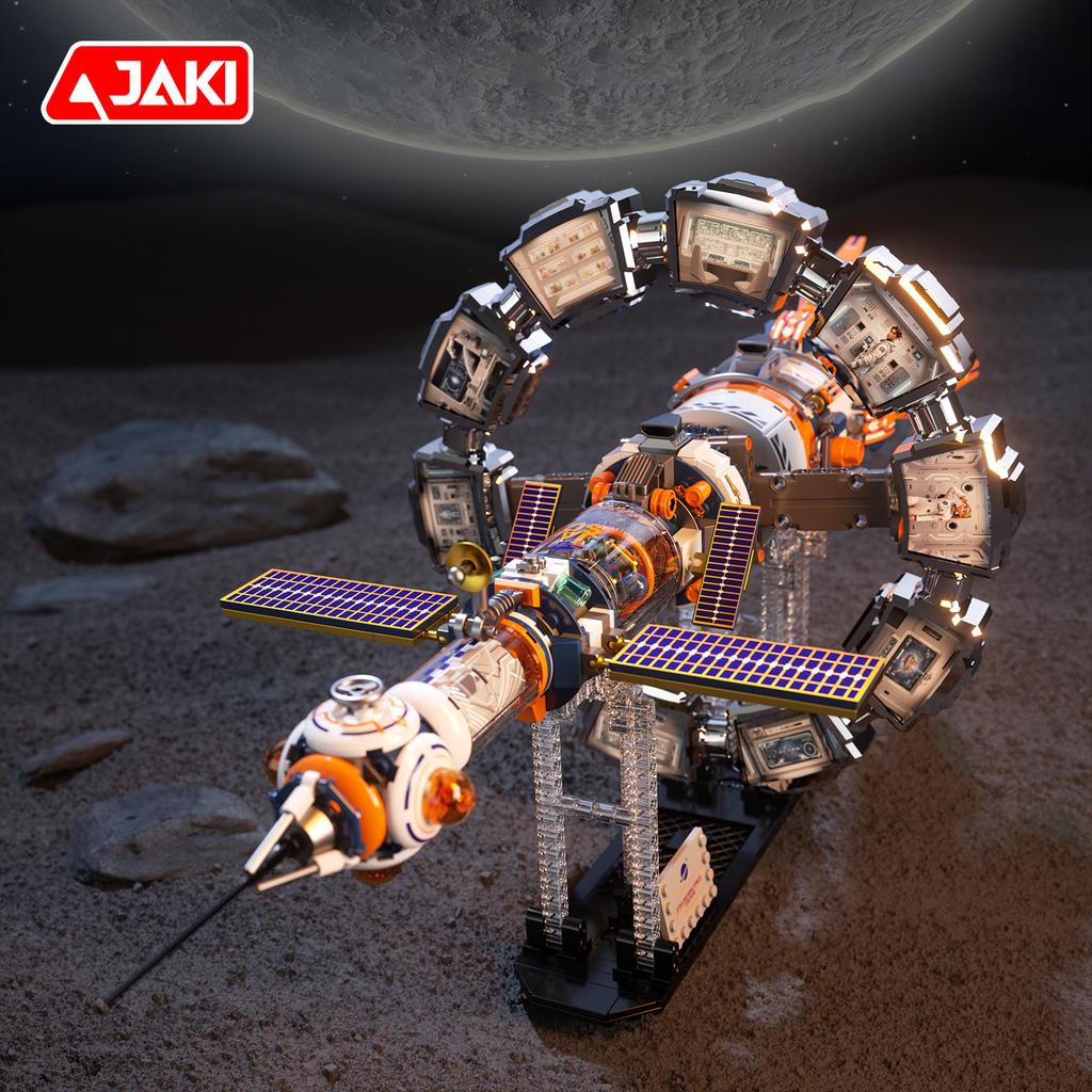 CK028 Aerospace Series Electric Rotating Dawn Star Ring Space Station Building Blocks Set Model Assembly Toy Boy's Birthday Gift