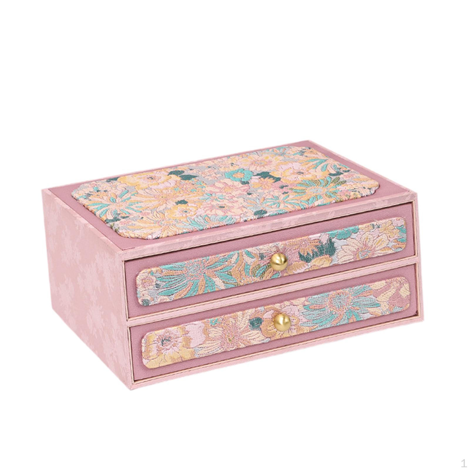 

2 Layer Jewelry Box Case Necklace Organizer Gift Idea Storage for Bedroom Home рожевий