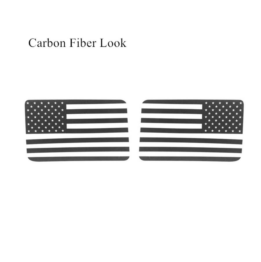 Carbon Fiber Look American Flag Rear Window Decal For 07-17 Jeep Wrangler JK 4Dr