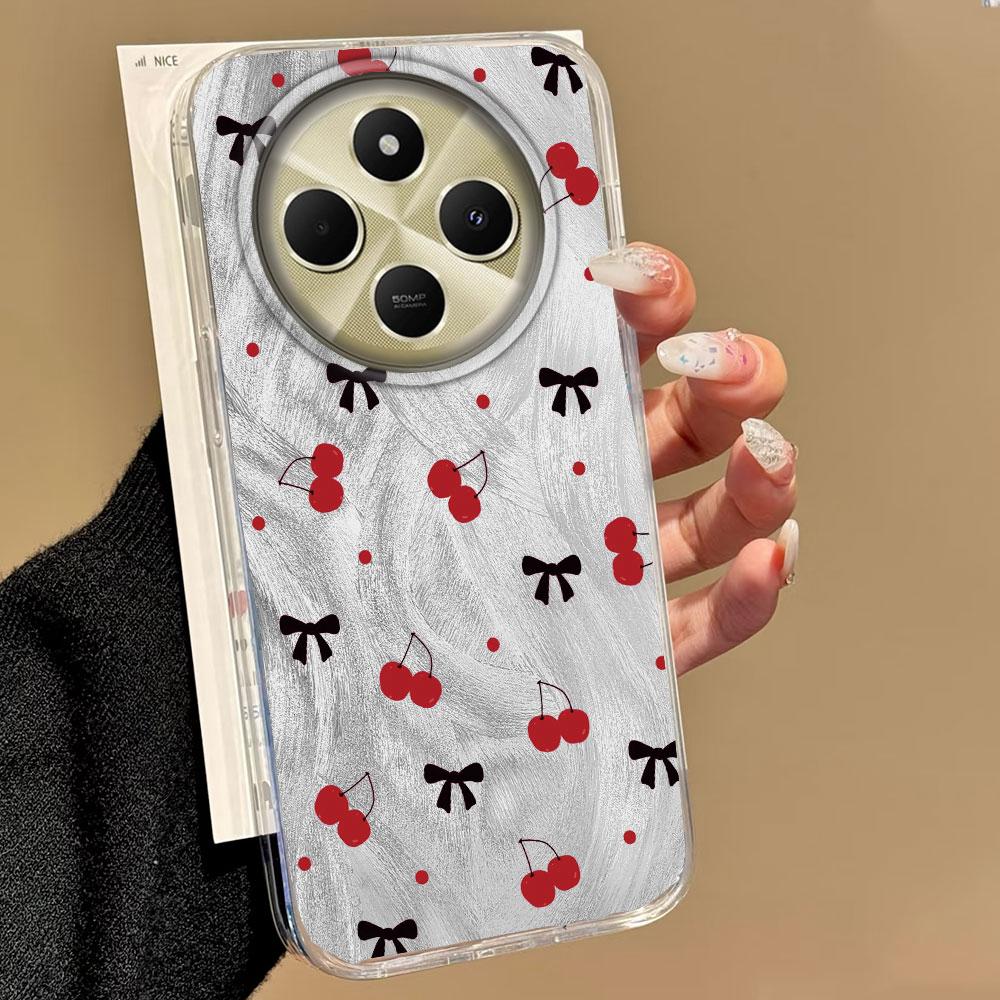 Summer Blue Cherry Fruit Bowknot Phone Case for Xiaomi Redmi Note 14 13 12 11 11S 10 9 8 Pro 9C 13C 14C A5 A3 A4 A3X A1 A2 Cover