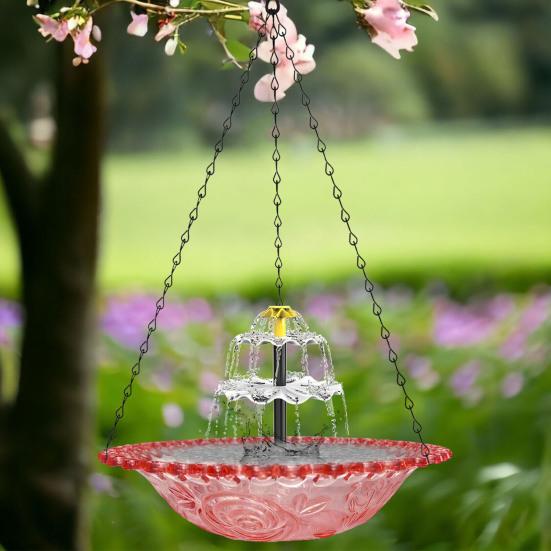 Cascade Fountain Bird Bath 3 Tiers Solar Fountain Birdbath Hanging Hummingbird Bath Bowl for Birds to Drink And Rest Outdoor Garden Patio Decor