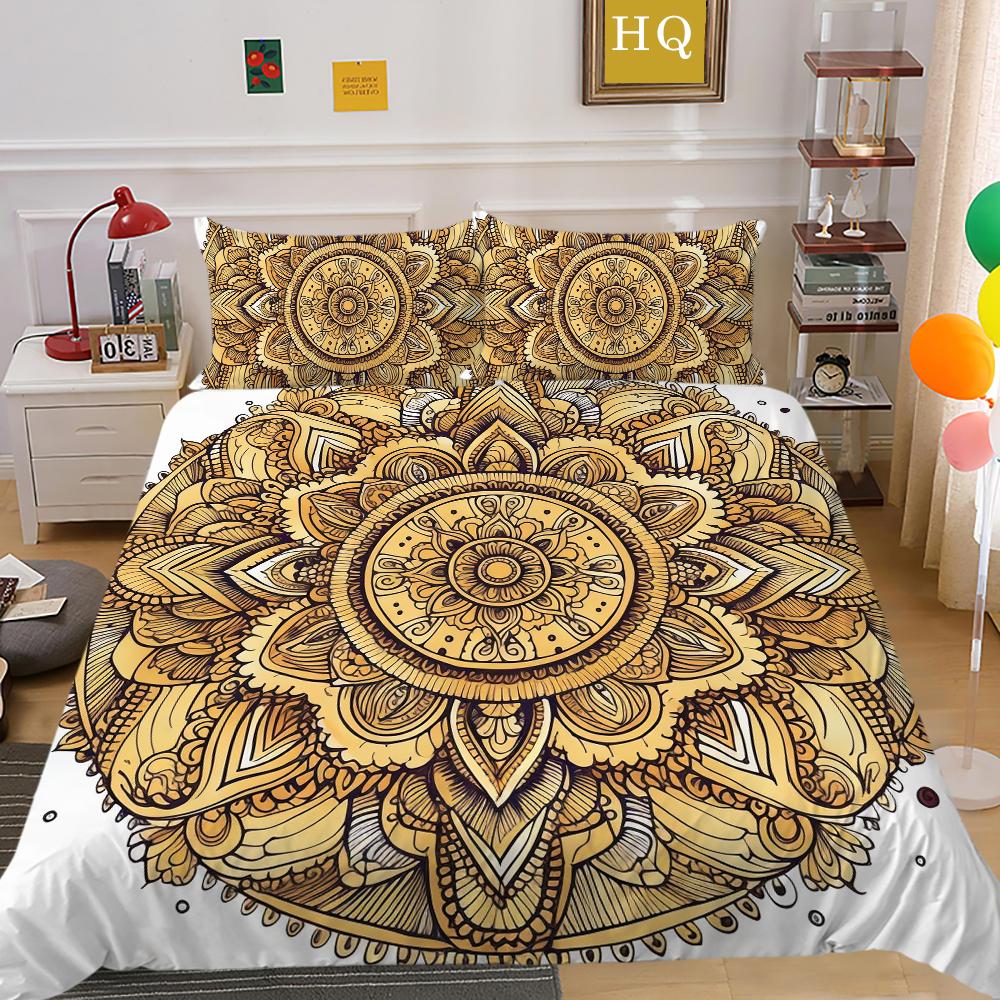 Seturi de lenjerie de pat de lux Textile de casă pentru fete Cuverturi de pilote Lenjerie de pat cu dimensiuni duble Mandala Decorare dormitor de rang înalt