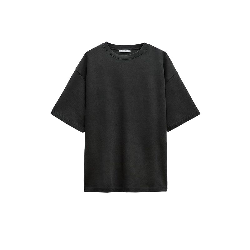 

Spring and Summer New Loose Slim Looking Washed Double-Sided Cloth T-shirt 4174160 Casual Wide-Leg Pants 4174161 Carbon color Tops S