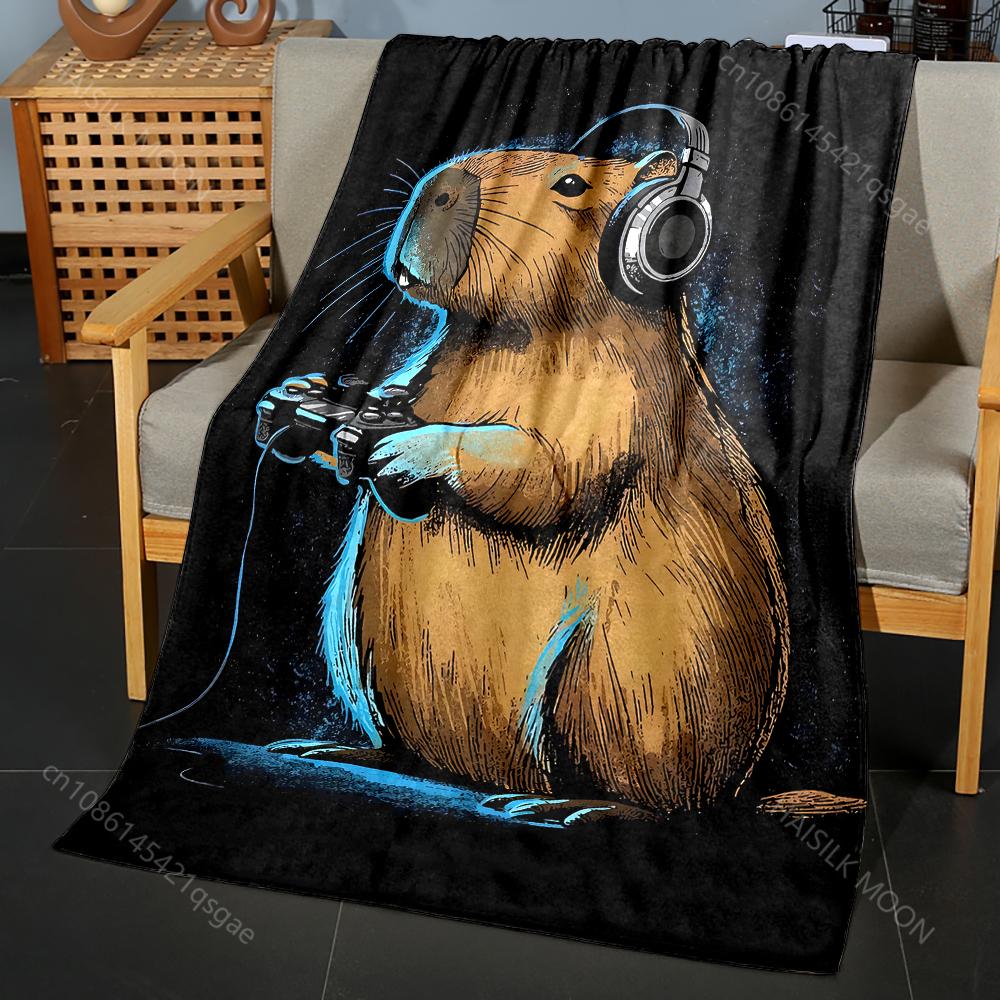 1PC Animal gaming with headphones  Print Adult Children Warm Blankets Home Travel Car Soft Comfortable Suitable for all seasons