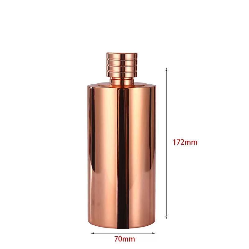 Gold Electroplated Black Hip Flask: 304 Stainless Steel, Cylindrical Baijiu Bottle, 1-2 Jin Maotai Style.
