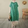 Summer New Spot Retro Flower Literary Women Temperament Knee-length Mid-length Dresses