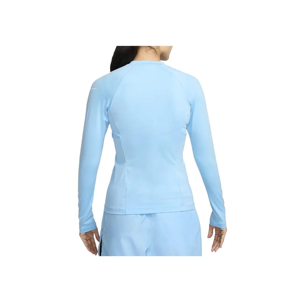 Nike Swim Letter Print Outdoor Casual Sports Zip Collar Long Sleeve Breathable UV Protection Sun Protection Women Tops Water-Blue FZ6336-407