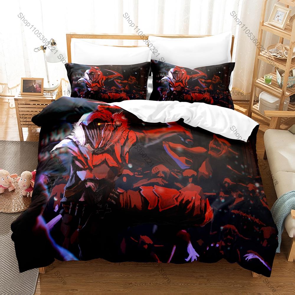 Cool Goblin Slayer Masked Warrior Priestess Grim Dark Fantasy Adventure Anime HD Print Bedding Set Duvet Cover + 2 Pillowcases