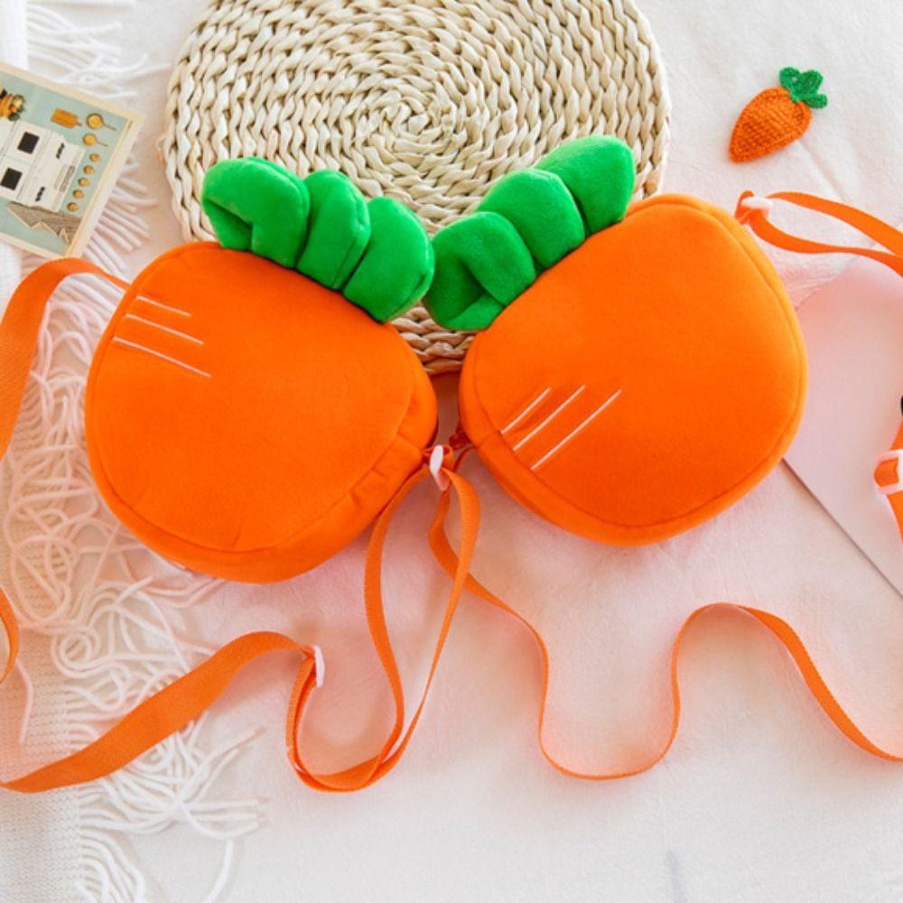 Cartoon Strawberry Doll Bag Trendy Fashion Fruit Plush Shoulder Bags Carrot Plush Bag  Girl
